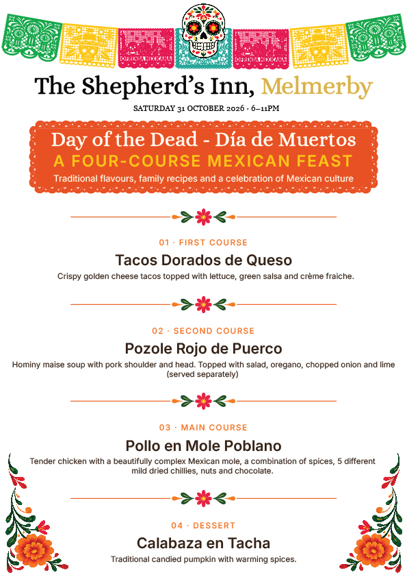 Day of the Dead four-course Mexican dinner menu